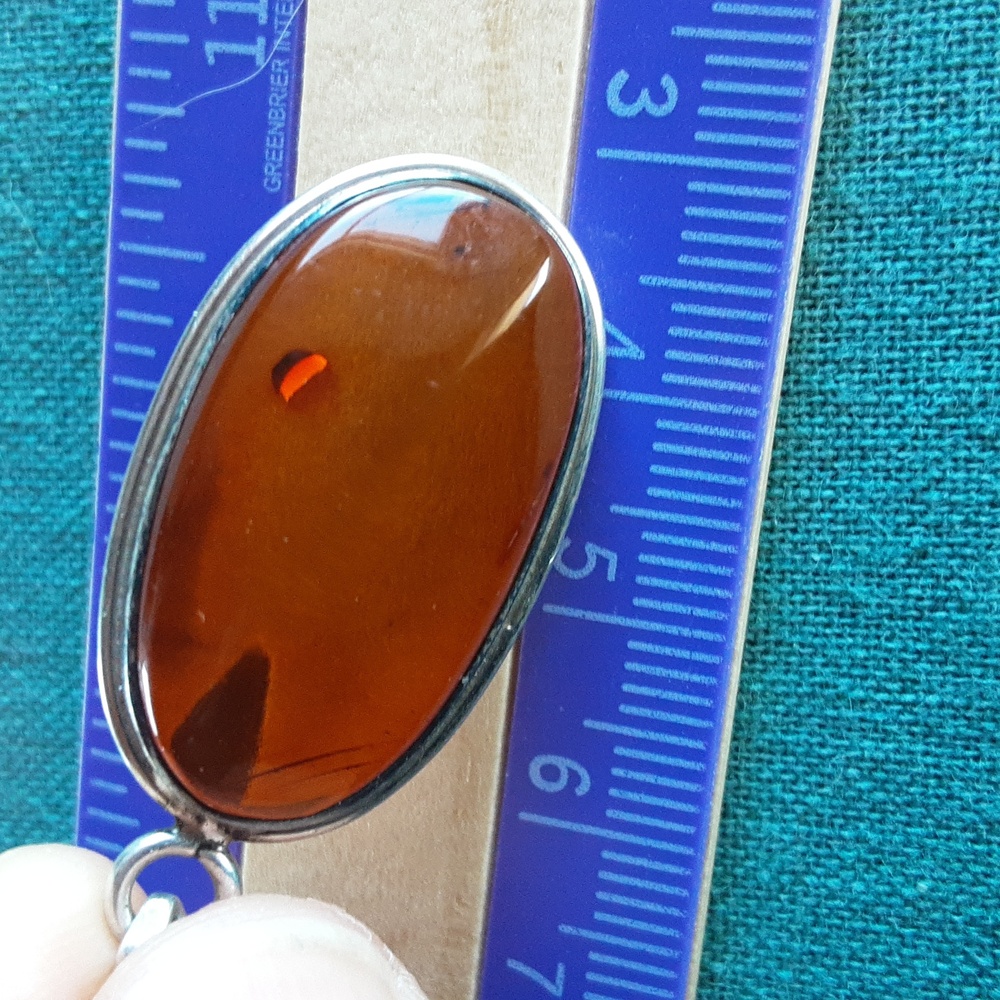 Genuine amber sterling silver necklace - Picture 8 of 16